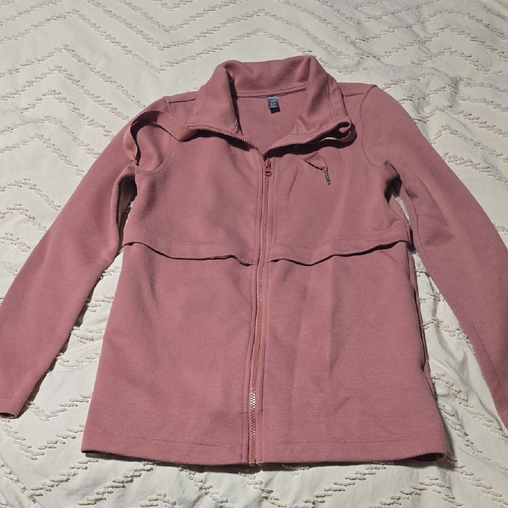 Coral Zip-Up Sweater